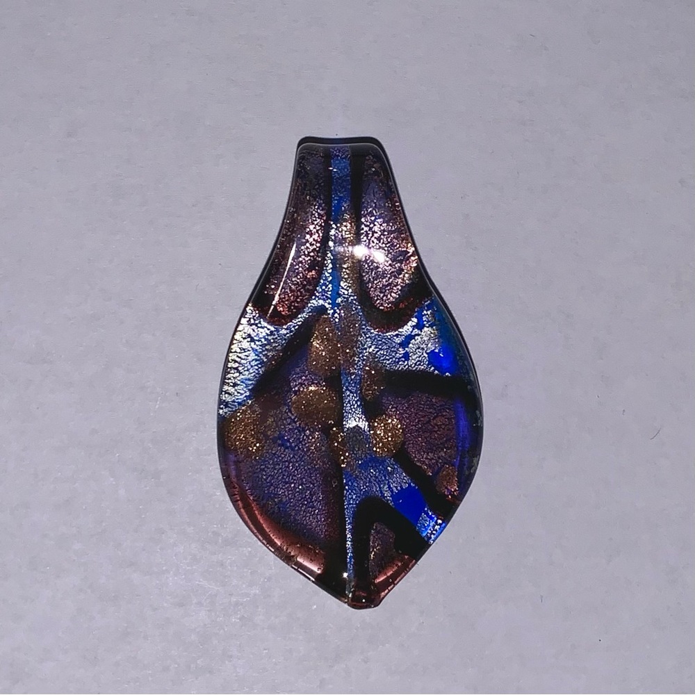 Handmade Glass Pendant Multicolor Leaf Shape.